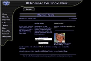 Homepage der Firma Mania-Music